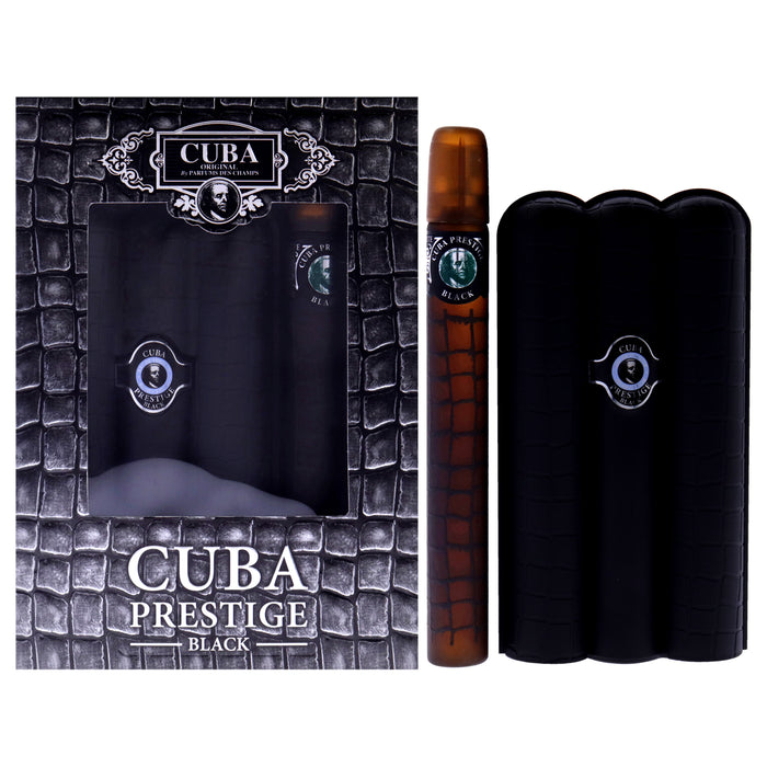Cuba Prestige Black by Cuba for Men - 2 Pc Gift Set 3oz EDT Spray, 1.17oz EDT Spray