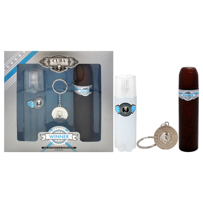Cuba Winner by Cuba for Men - 3 Pc Gift Set 3.3oz EDT Spray, 3.3oz After Shave, Key Chain