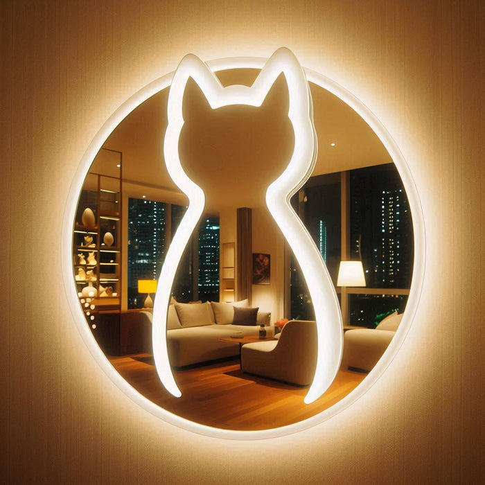Cute Kitty Led Mirror For Kids (3 Lights Integrated)