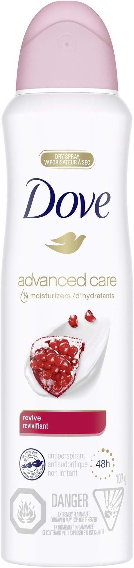 Dove Advanced Care Dry Spray Antiperspirant Deodorant for Women, Revive for 48 Hour Protection And Soft And Comfortable Underarms, 107g - Shoppers-kart.com