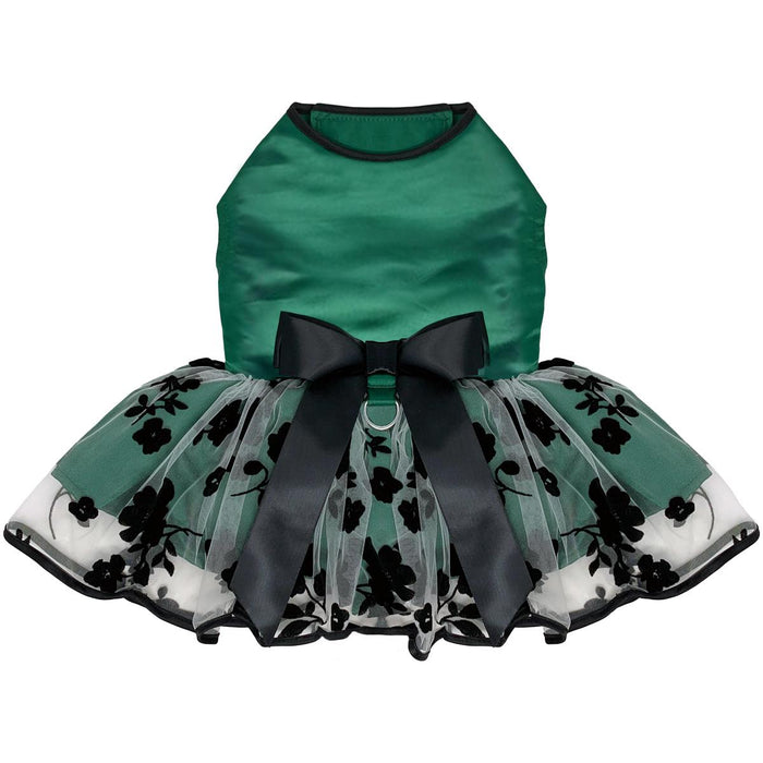 green-black-satin-dog-dress