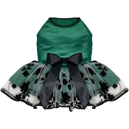 green-black-satin-dog-dress