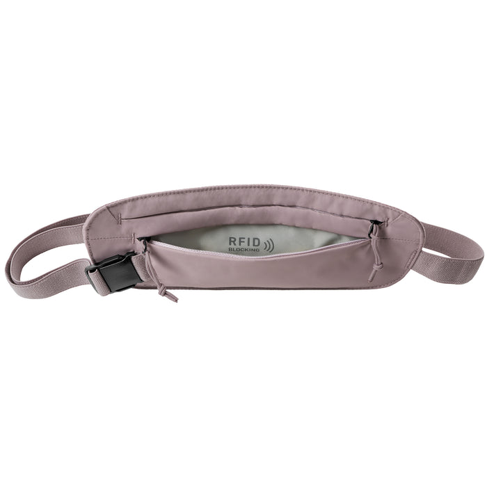 Orchid with grey lining showing RFID protection Eagle Creek Undercover RFID Money Belt