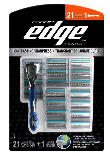 Edge Long lasting Sharpness Razor for men - 21 Cartridges & 1 Handle - Shoppers-kart.com