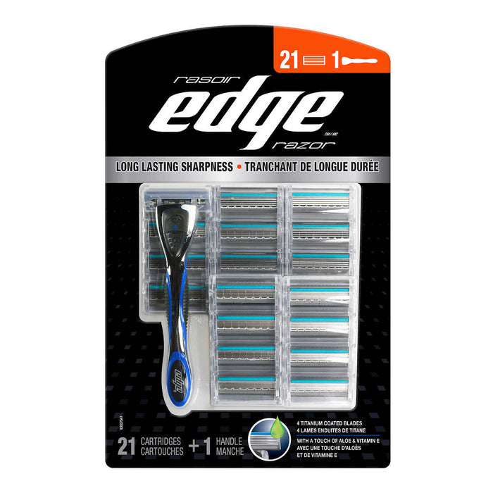 Edge Long lasting Sharpness Razor for men - 21 Cartridges & 1 Handle - Shoppers-kart.com
