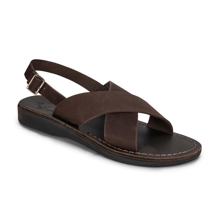 Elan Buckle - Leather Thick Strap Sandal | Brown Nubuck