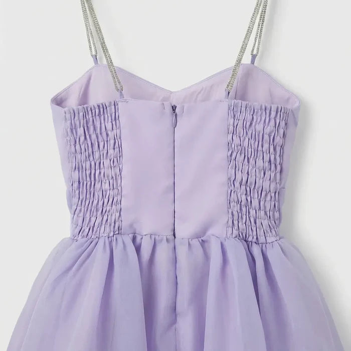 Evelyn Blue Girls Satin Dress