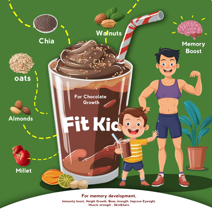 FitKid Chocolate Nutrition Shake for Kids 400g | Natural & Pediatrician-Backed | Growfitz