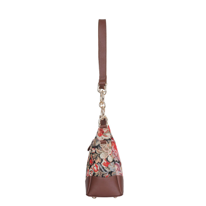 Women's Floral Tapestry Chain Shoulder Bag with Leather Trim - Canada & USA-side view