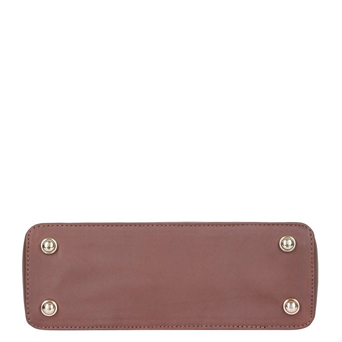 Women's Floral Tapestry Chain Shoulder Bag with Leather Trim - Canada & USA-bottom image