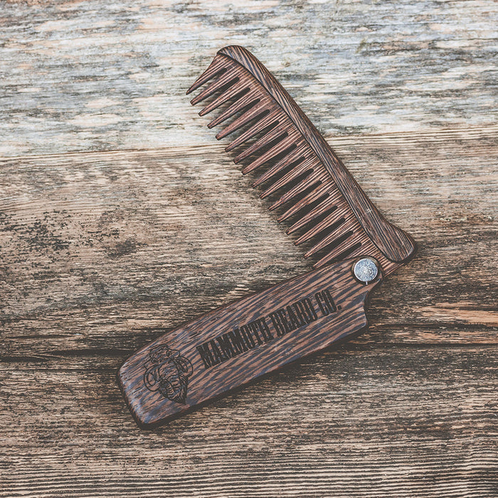 Folding Beard Comb from Mammoth Beard Co - Portable and Durable Beard Grooming Tool