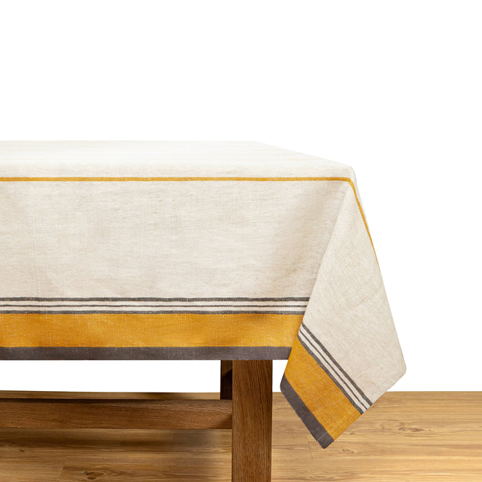 French Tablecloth Eze Ivory & Mustard: 60 x 90