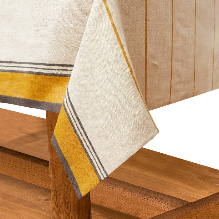 French Tablecloth Eze Ivory & Mustard: 60 x 90