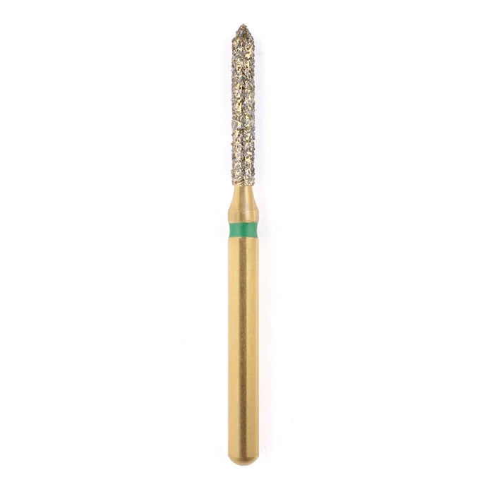 G/130-012L (885) 10-Pk , Multi use Gold Diamond Burs Beveled Cylinder Shaped