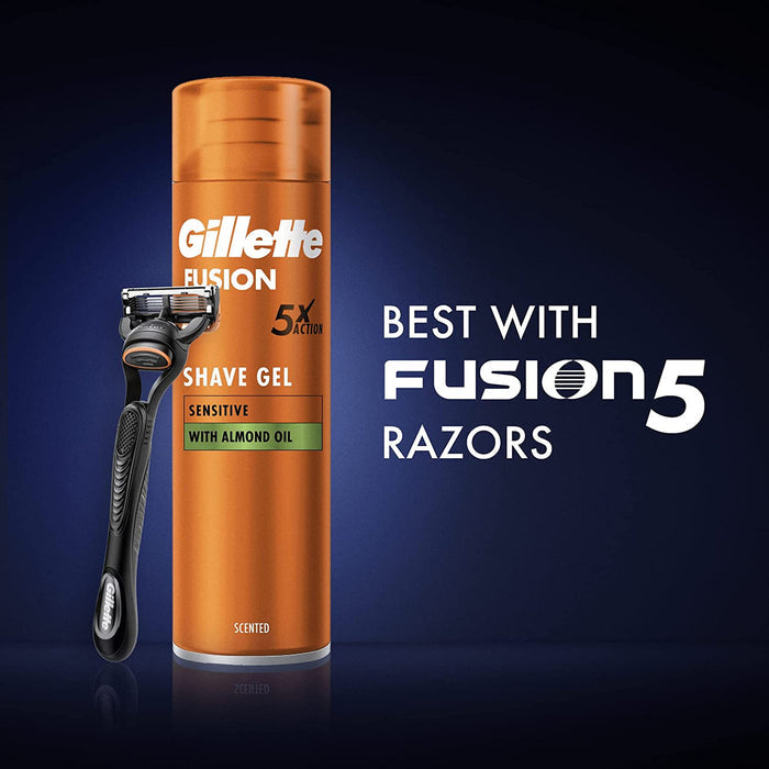 Gillette Shaving Gel Fusion5 Ultra Sensitive, 200 ml x 6 - Shoppers-kart.com