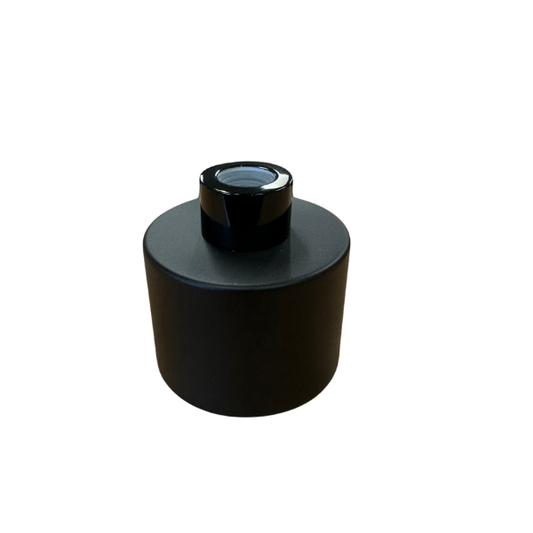 Glass Diffuser Bottle Matt Black - 125ml - Round with Black Screw Cap