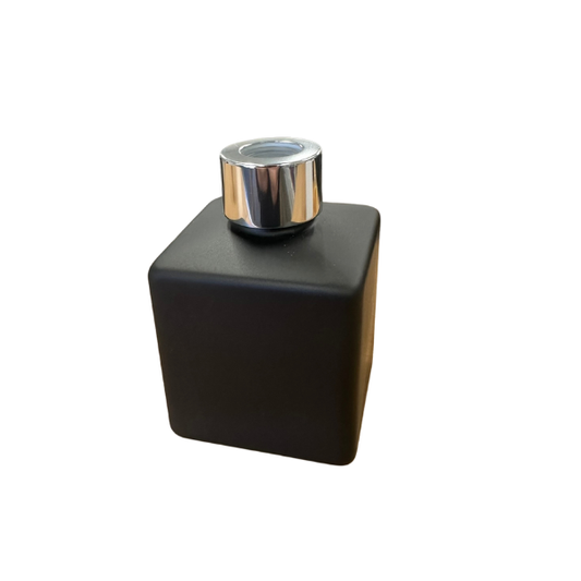 Glass Diffuser Bottle Matt Black - 125ml - Square and Silver Screw Cap