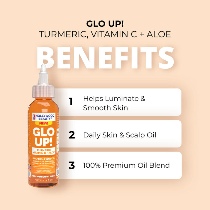 Glo Up! Turmeric, Vitamin C + Aloe Daily Skin & Scalp Oil - 4 fl oz