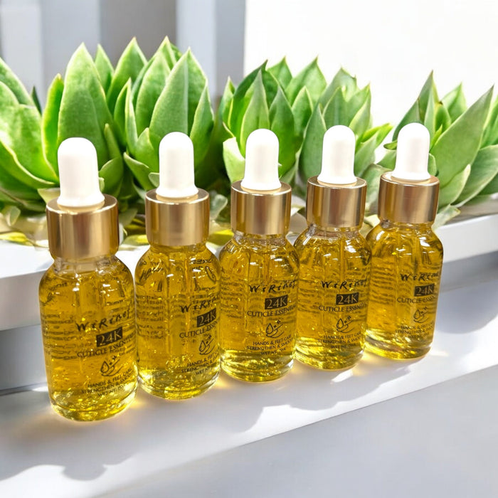 Gold 24K Cuticle Oil 15ml – dầu dưỡng da quanh móng chứa vàng tấm, chai thủy tinh nắp đen