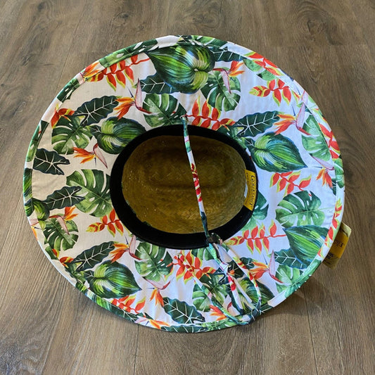Goldcoast Kenny Hibiscus Underbrim Straw hat - Natural Lifeguard Hat