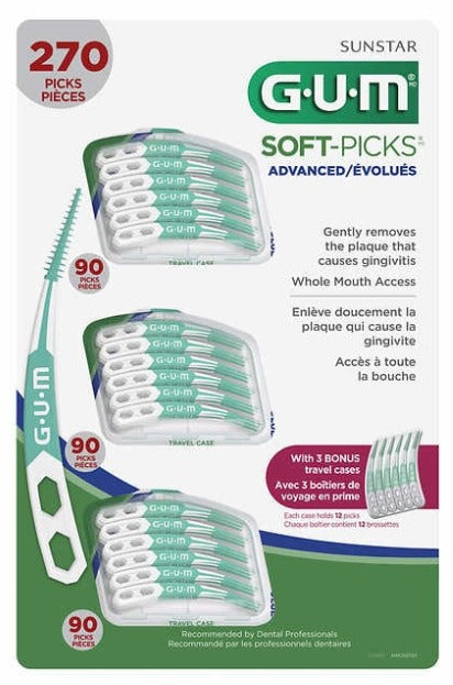 GUM Soft-Picks 270 Advanced Curved Rubber Bristles Tooth Picks - Shoppers-kart.com