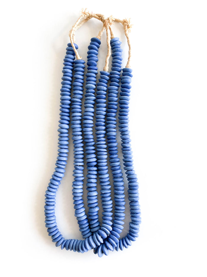 handmade Ghanaian blue saucer beads