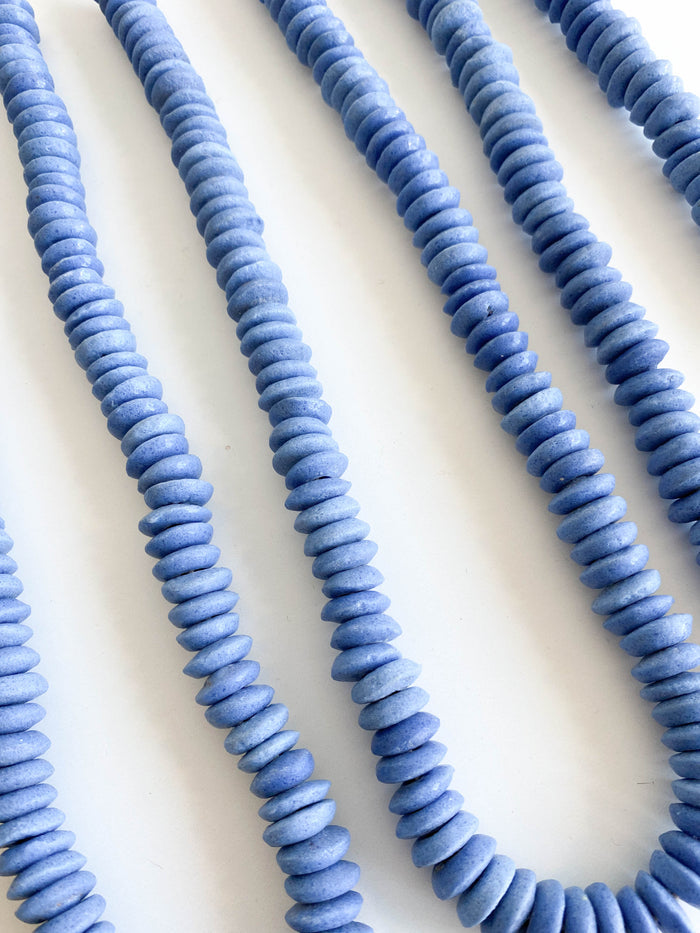 handmade Ghanaian blue saucer beads