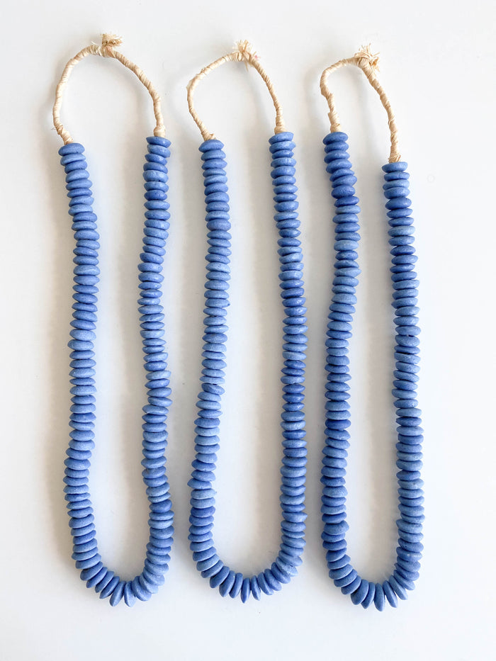 handmade Ghanaian blue saucer beads