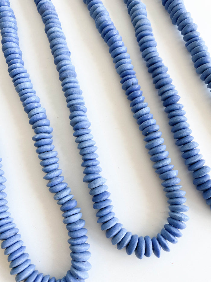 handmade Ghanaian blue saucer beads