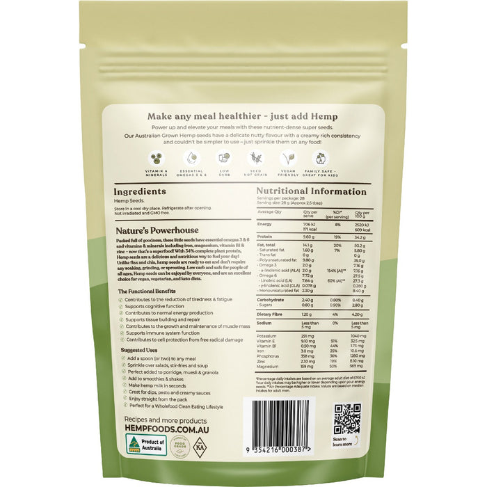 HEMP FOODS AUSTRALIA Hemp Seeds Hulled 800g - L'Organic