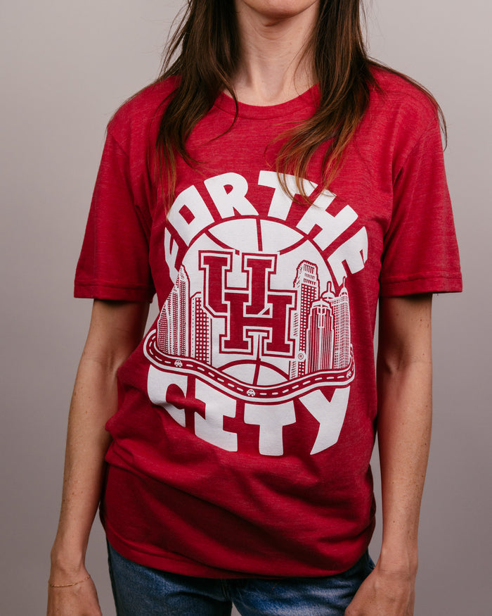Red Cougars Houston For the City Vintage T-Shirt Front