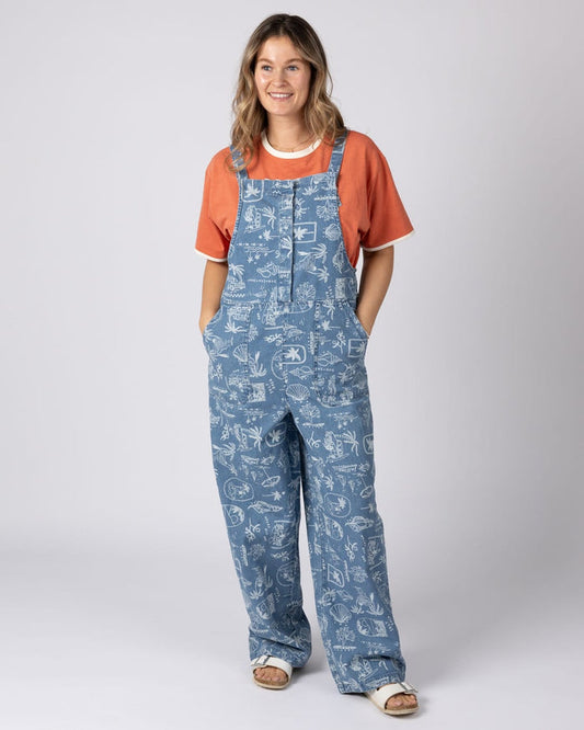 Island Life Womens Dungarees in Bright Blue