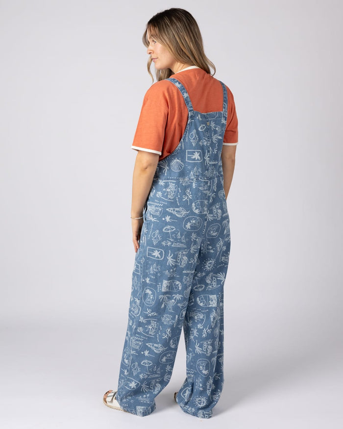 Island Life Womens Dungarees in Bright Blue