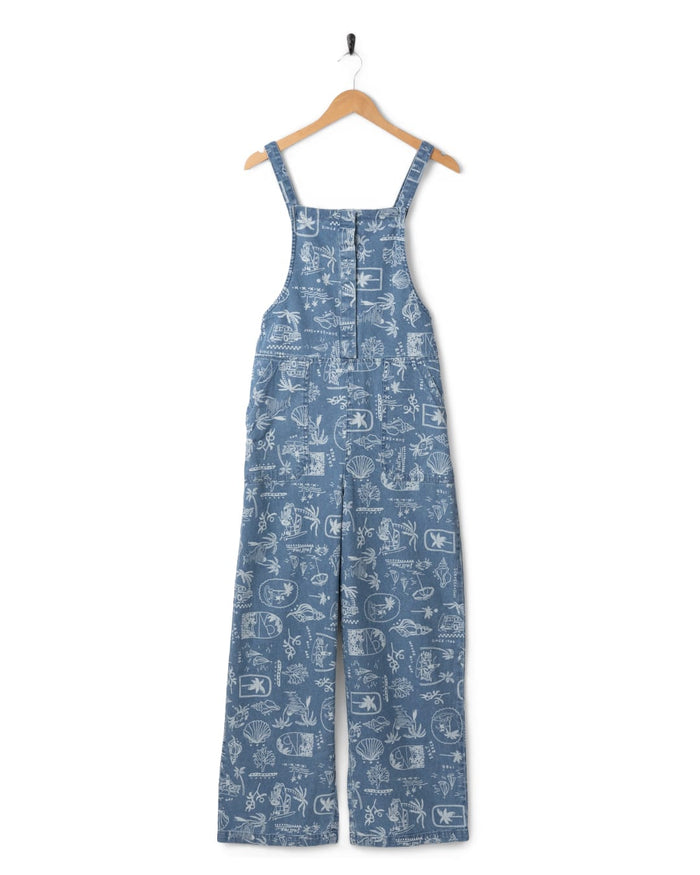 Island Life Womens Dungarees in Bright Blue