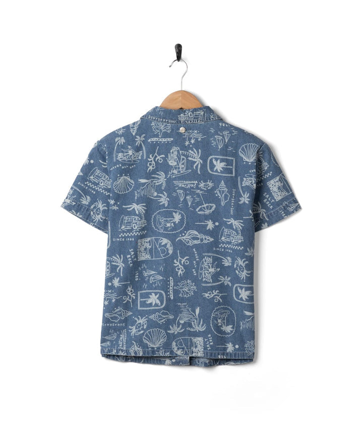 Island Life Womens Short Sleeve Shirt in Blue