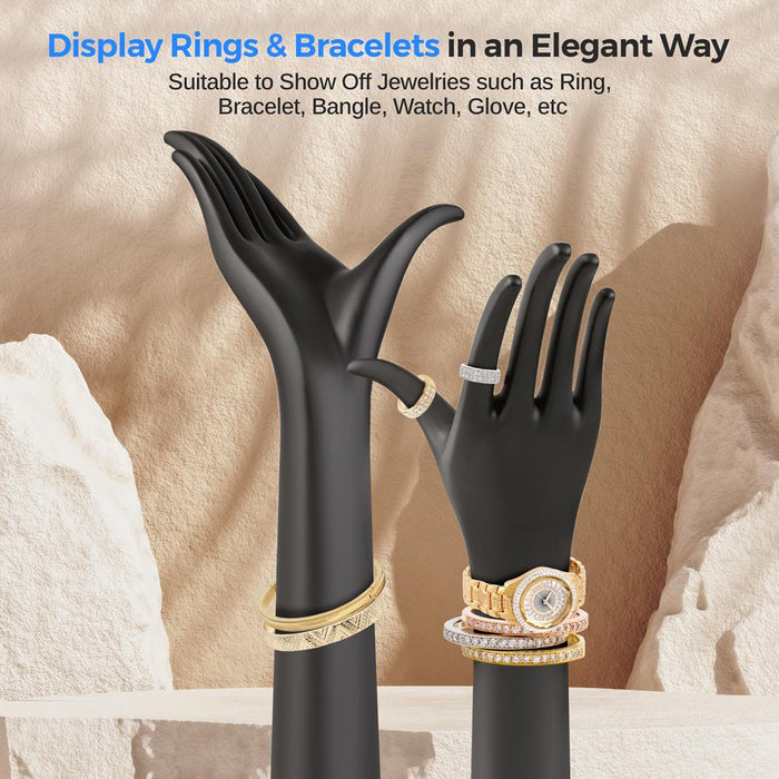 Jewelry Display Hand Holder, Elegant 18.5" Mannequin, Sturdy PP+Metal