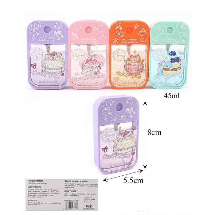 JuJu Lucky Cake Scented Moisturizing Hand Sanitizer Spray (45ml) – Pocket-Size Travel Sanitizer Mist (4 Scents) (ANV-1715)