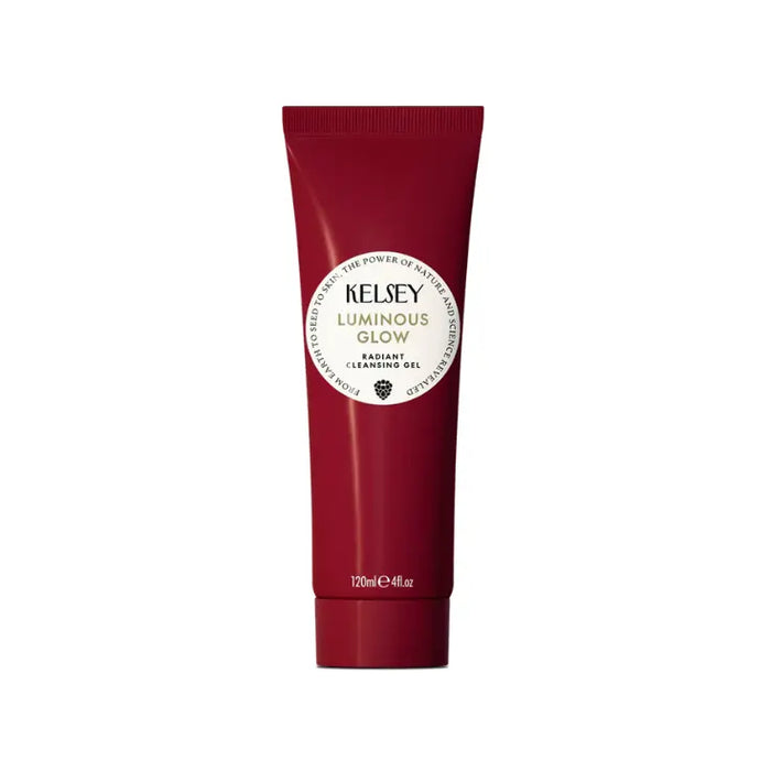 Red tube of Kelsey Luminous Glow product on a white background