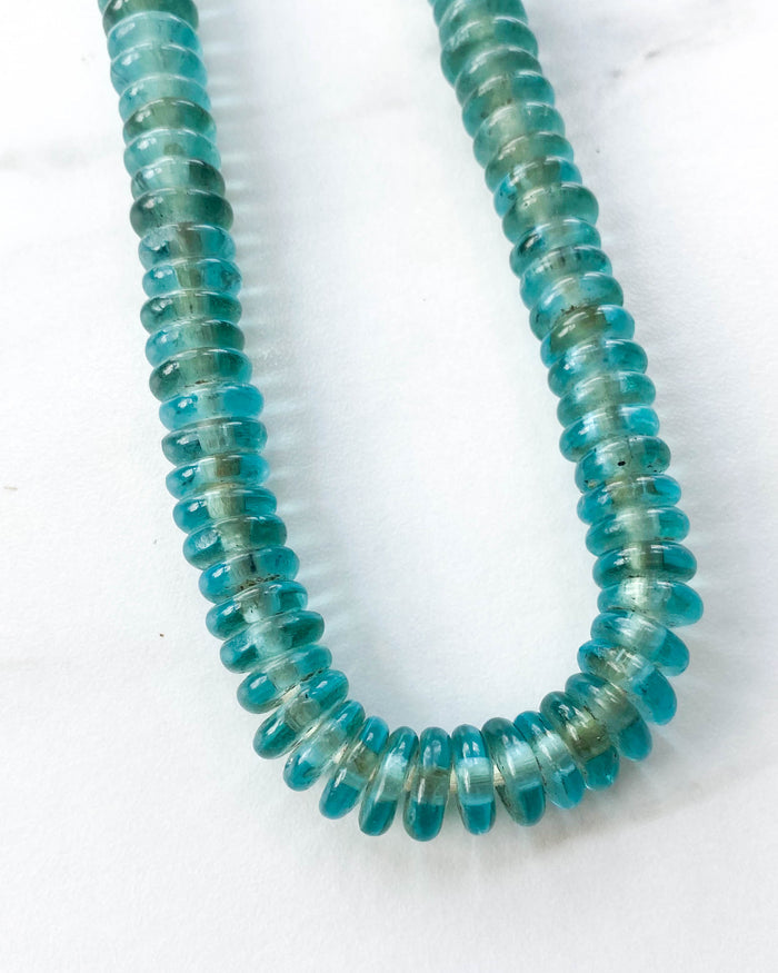 Lagoon aqua teal handmade Ghanaian small rondelle glass beads