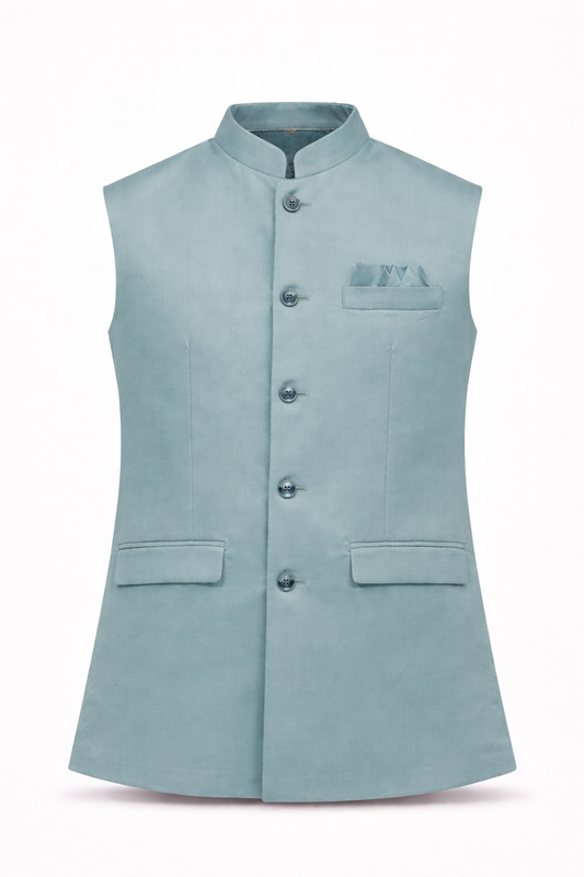 LIGHT TEAL SOLID NEHRU JACKET