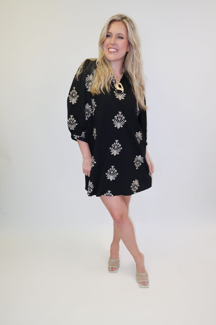Lightly Done Embroidered Shift Dress - The Pink Tulip Clothing