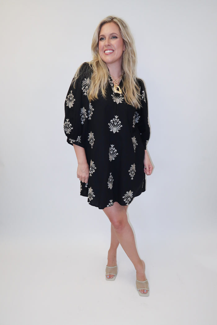 Lightly Done Embroidered Shift Dress - The Pink Tulip Clothing