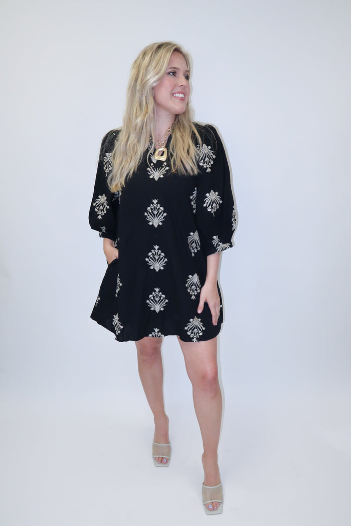 Lightly Done Embroidered Shift Dress - The Pink Tulip Clothing