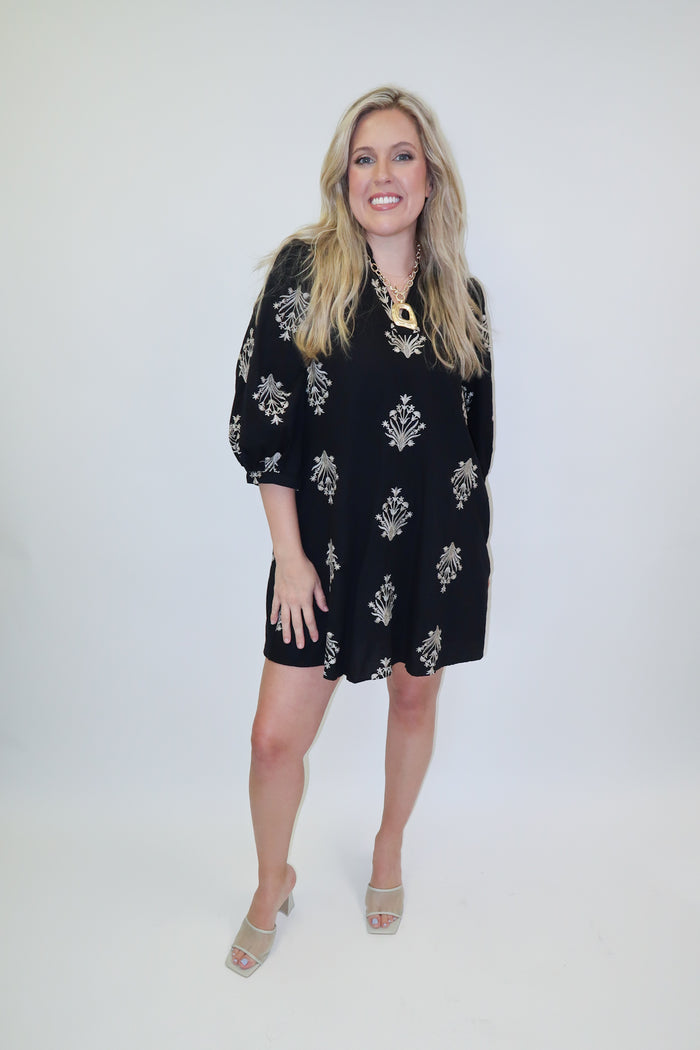 Lightly Done Embroidered Shift Dress - The Pink Tulip Clothing