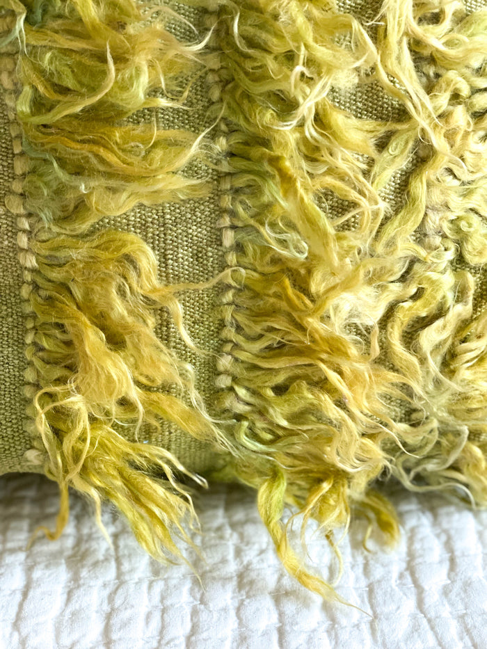 Lime III handmade bright green turkish tulu pillow 20x20 made with vintage textiles