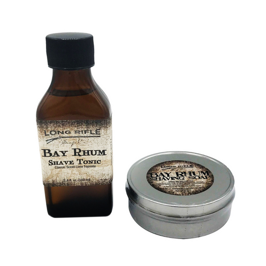 Long Rifle Bay Rhum Shaving Puck and Aftershave Gift Set.