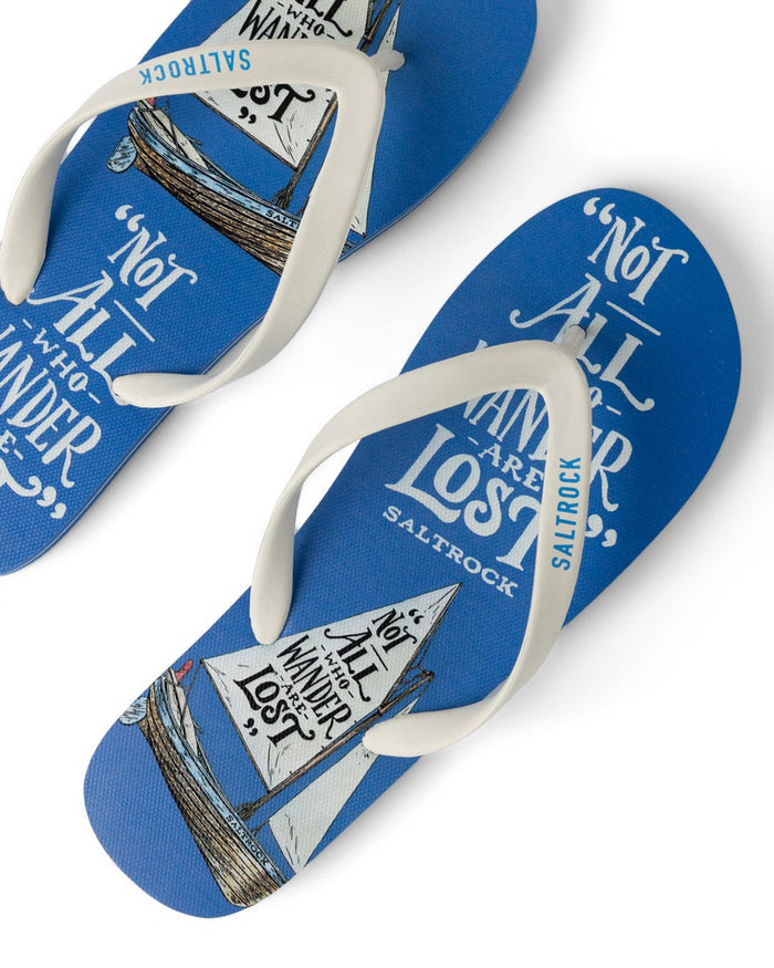 Lost Ships Mens Flip Flops in Blue