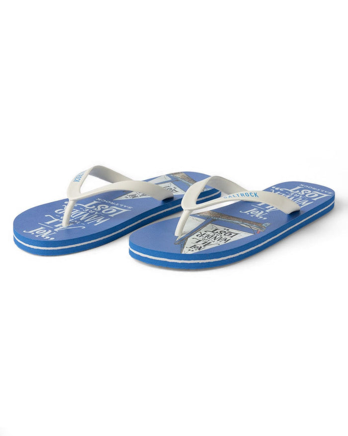 Lost Ships Mens Flip Flops in Blue