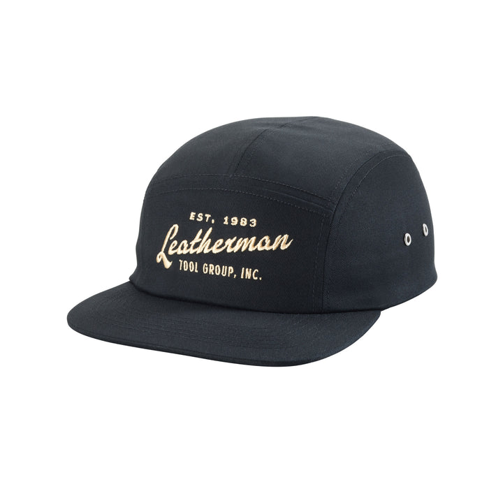 Leatherman vintage 5-panel hat with showcasing 'Leatherman' in cursive font. Established 1983