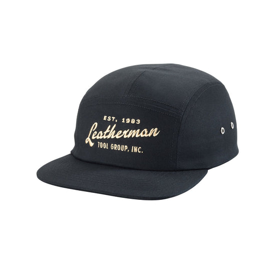 Leatherman vintage 5-panel hat with showcasing 'Leatherman' in cursive font. Established 1983